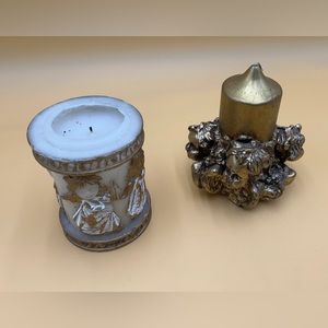 Vintage ornate angel decorative candles, gold, Christmas decor